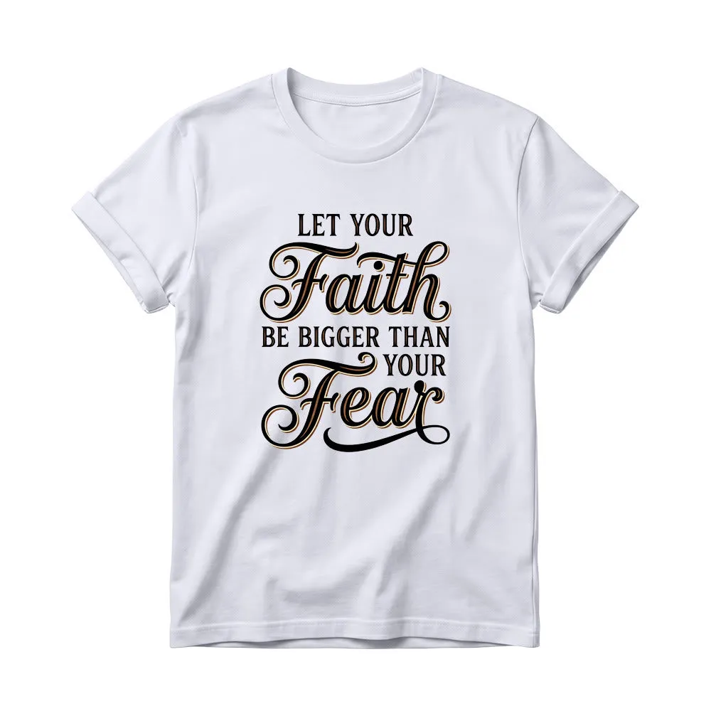 Christianartworkshop Decorative Cursive Key Faith & Fear Word Accent Casual Women’s Crewnecks T-shirt sold by Christian Art Workshop