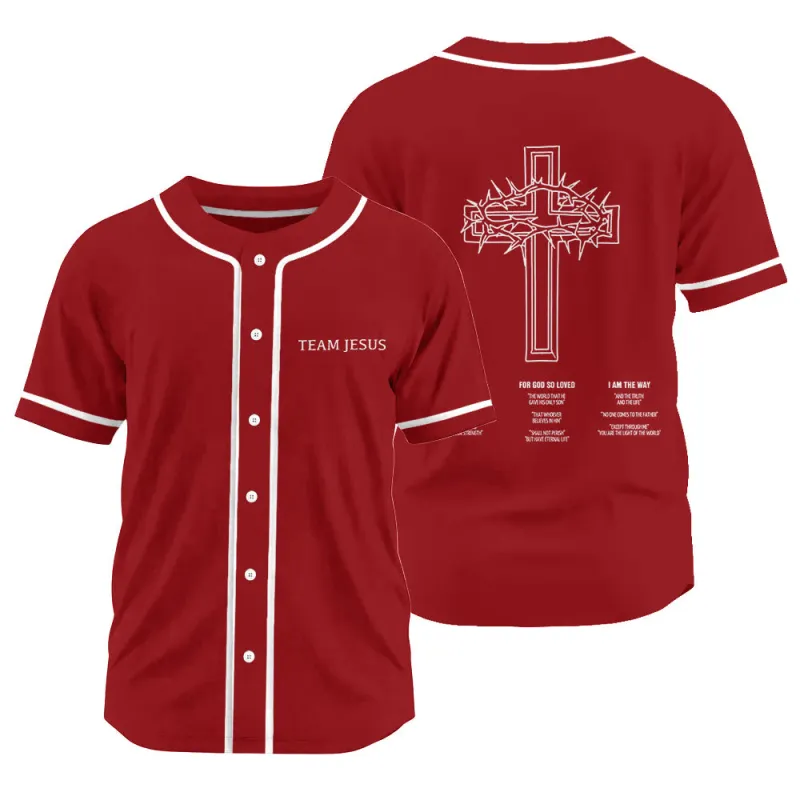 Christianartworkshop Inspirational Team Jesus & Crown of Thorns Unisex Baseball Jersey made by Christian Art Workshop