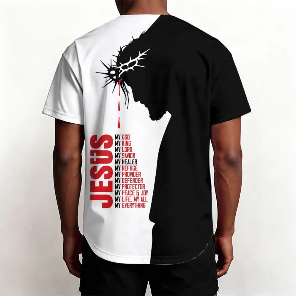 Christianartworkshop Jesus My Everything Split Faith Unisex Baseball Jersey sold by Christian Art Workshop product image thumbnail 5