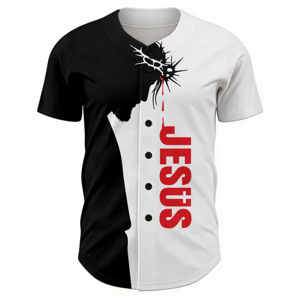 Christianartworkshop Jesus My Everything Split Faith Unisex Baseball Jersey sold by Christian Art Workshop product image thumbnail 2
