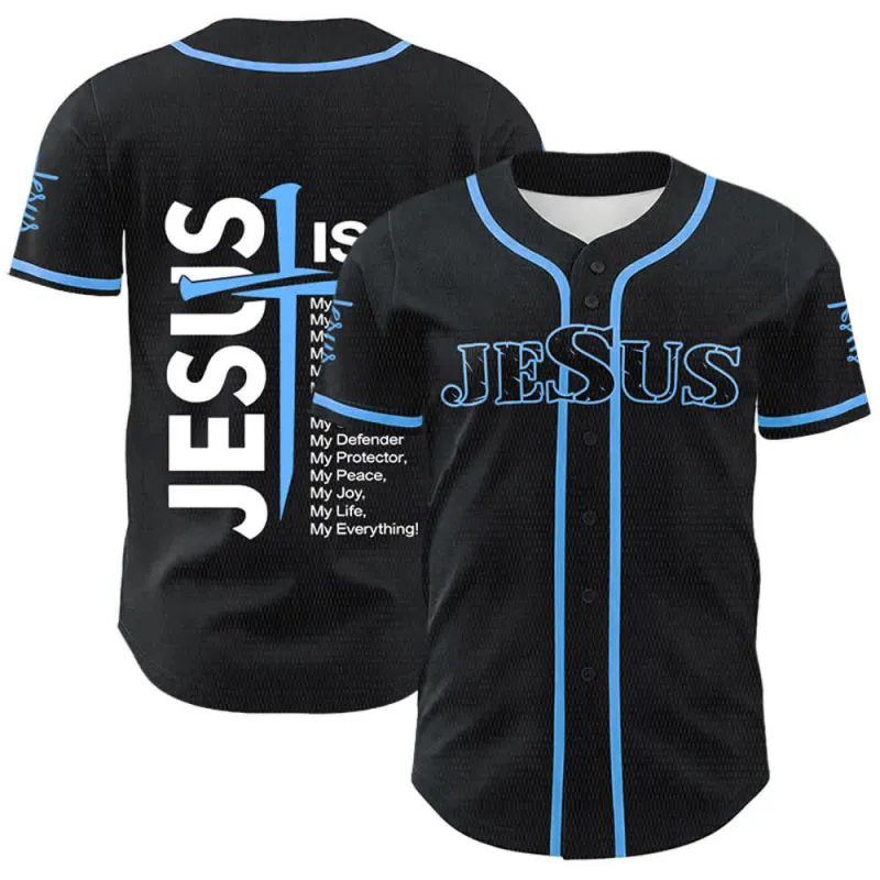 Christianartworkshop Jesus Is My Everything Faith Unisex Baseball Jersey made by Christian Art Workshop