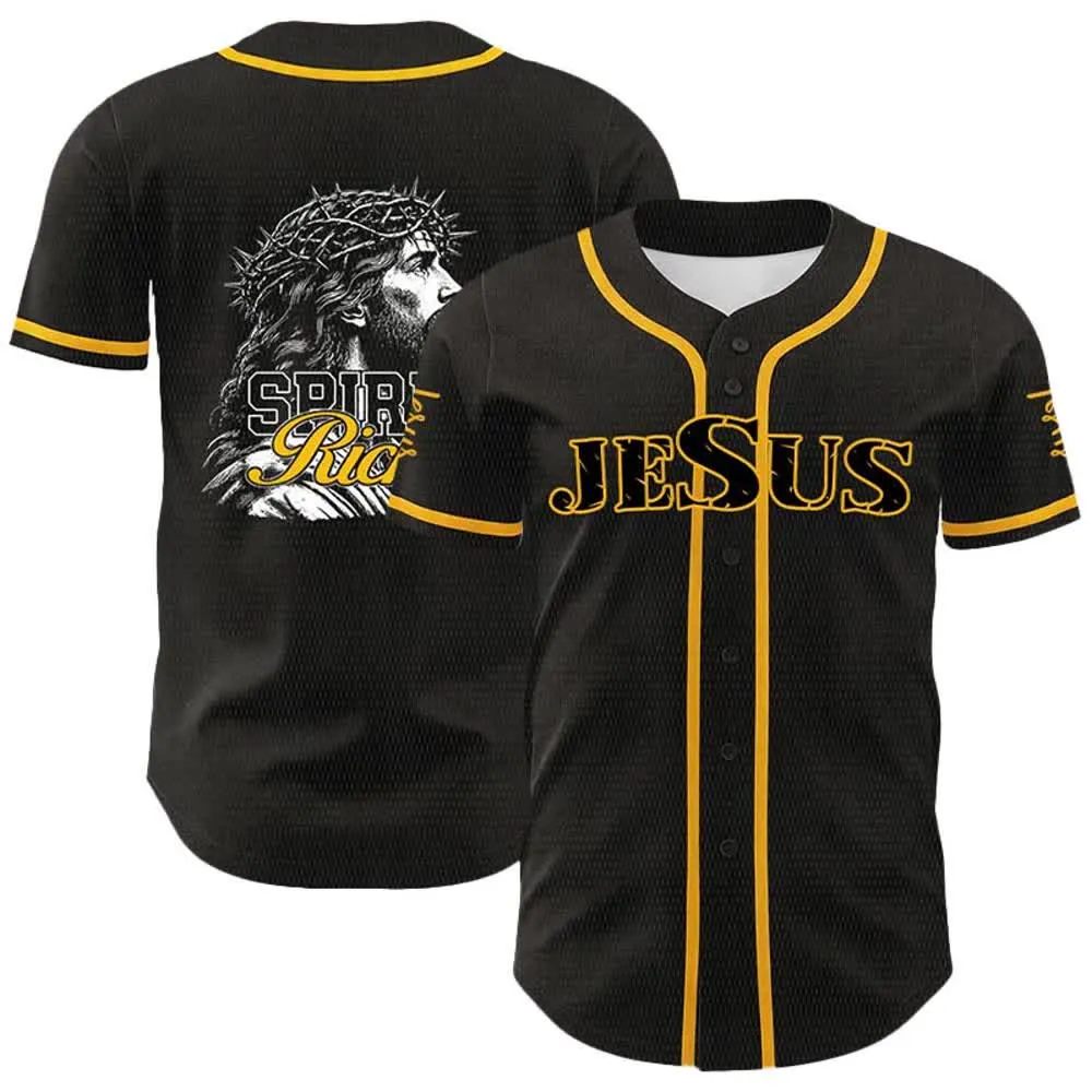 Christianartworkshop Jesus Spirit Rich Crown Of Thorns Portrait Unisex Baseball Jersey sold by Christian Art Workshop product image thumbnail 4