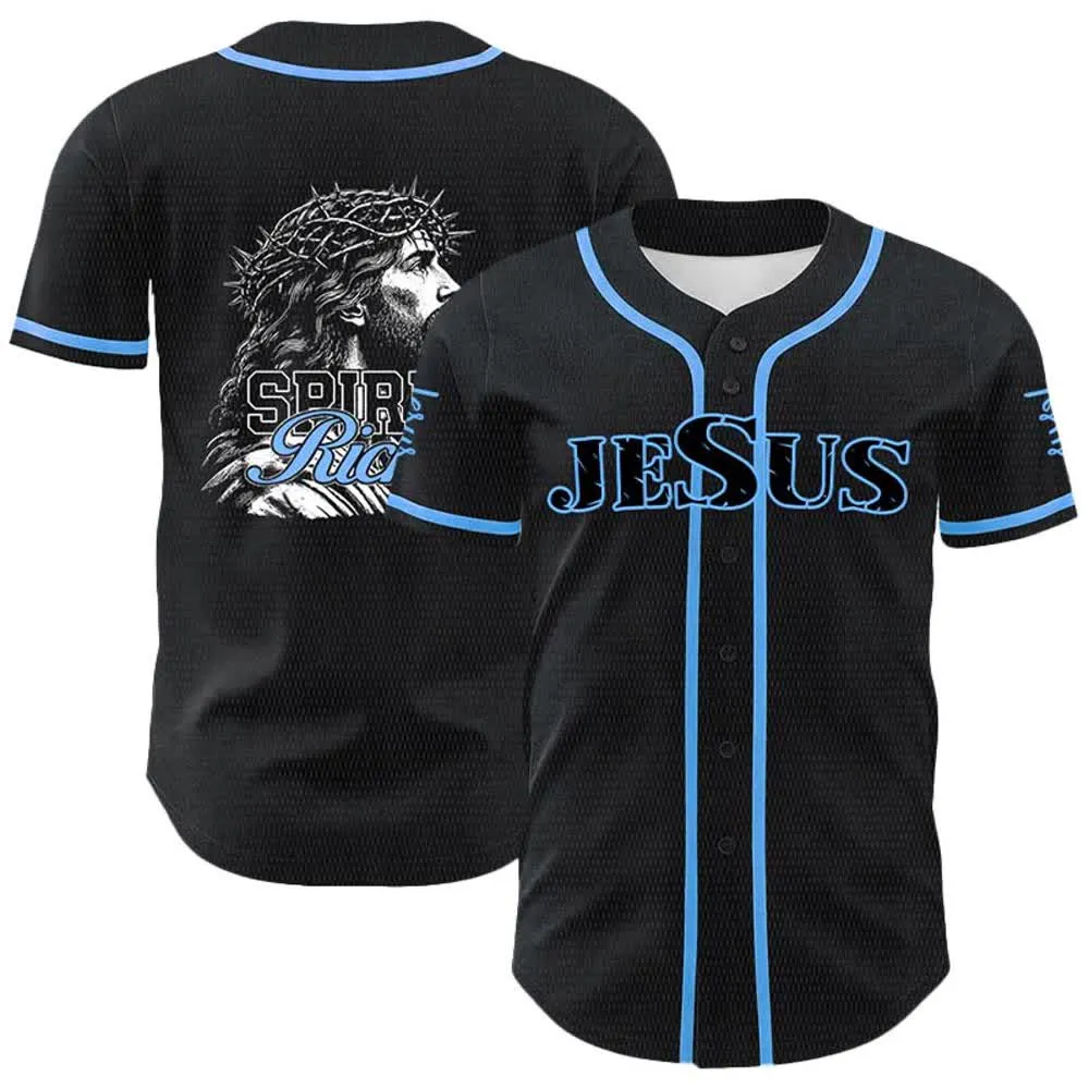 Christianartworkshop Jesus Spirit Rich Crown Of Thorns Portrait Unisex Baseball Jersey sold by Christian Art Workshop