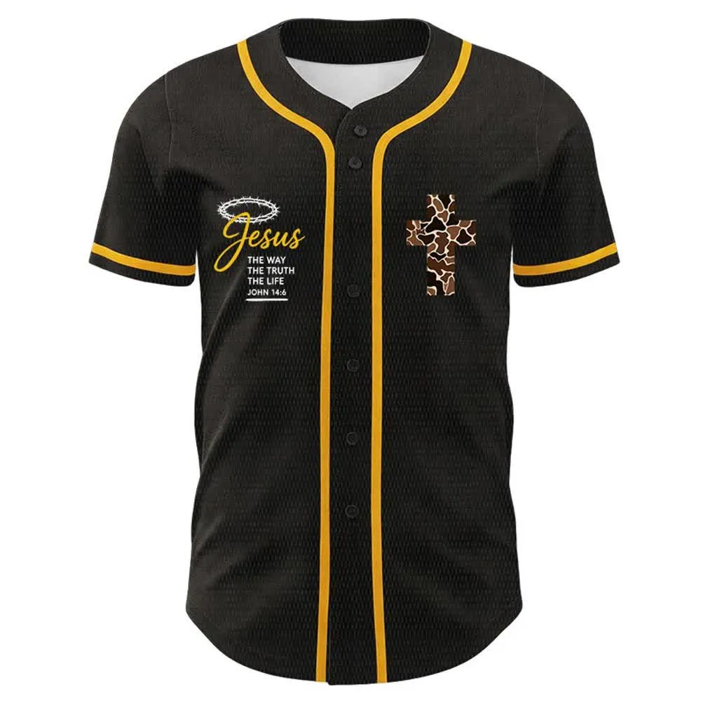 Christianartworkshop Leopard Print Cross I Can Do All Things Through Christ Unisex Baseball Jersey sold by Christian Art Workshop product image thumbnail 3