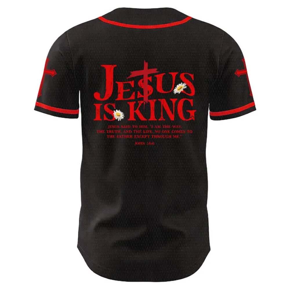 Christianartworkshop Jesus Is King John 14:6 3 Nails 1 Cross Unisex Baseball Jersey sold by Christian Art Workshop product image thumbnail 3