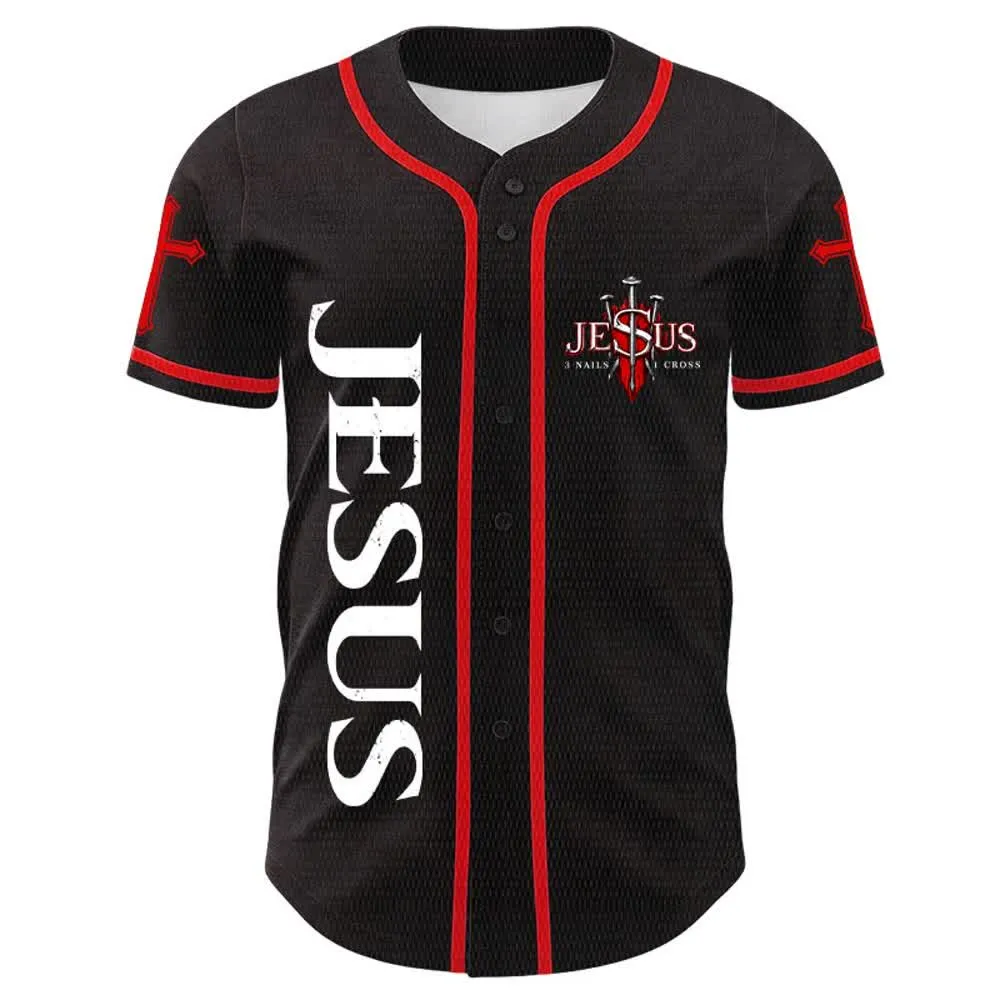 Christianartworkshop Jesus Is King John 14:6 3 Nails 1 Cross Unisex Baseball Jersey sold by Christian Art Workshop product image thumbnail 2