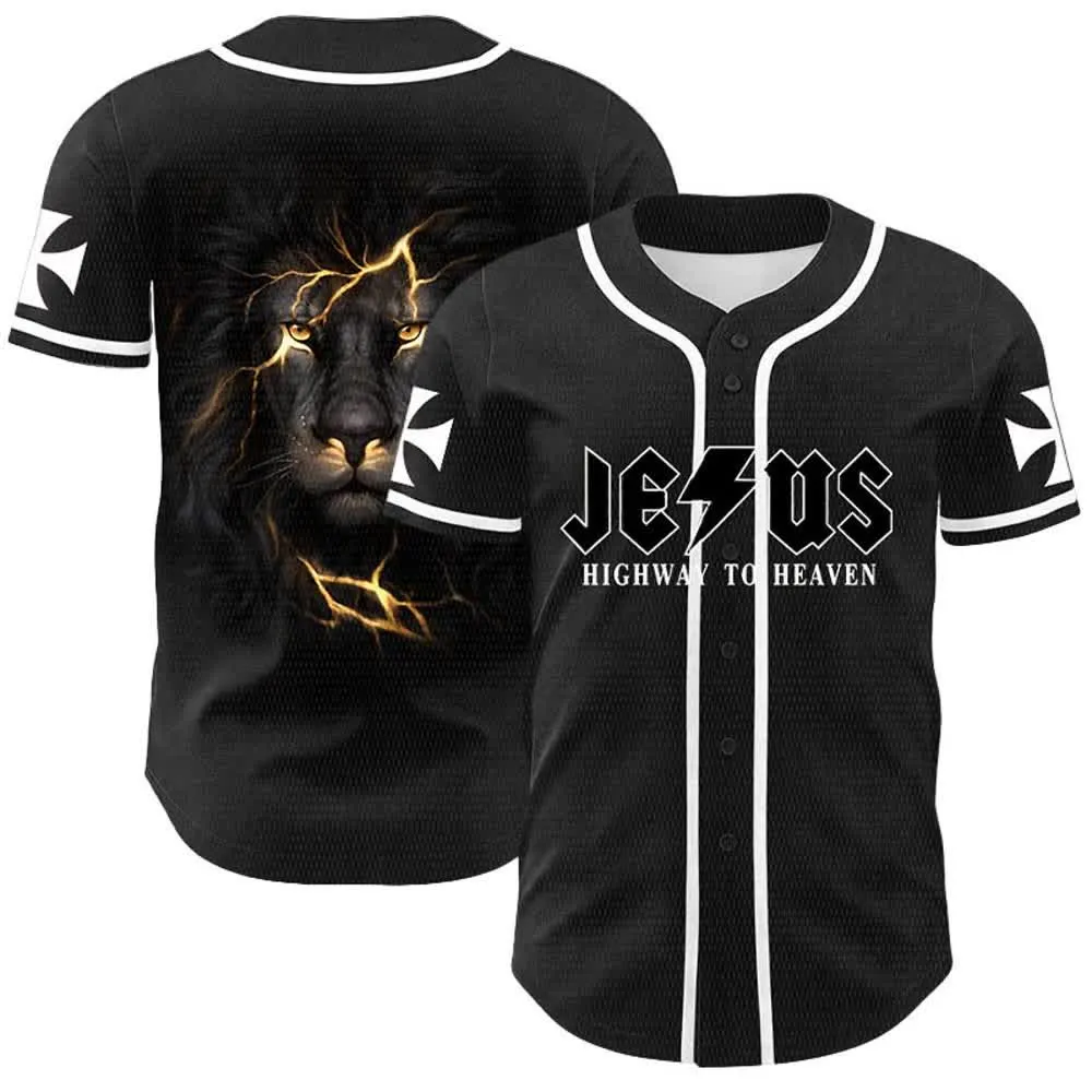 Christianartworkshop Jesus Highway To Heaven Lion Of Judah Unisex Baseball Jersey sold by Christian Art Workshop product image thumbnail 4