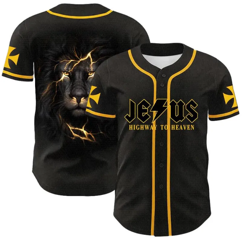 Christianartworkshop Jesus Highway To Heaven Lion Of Judah Unisex Baseball Jersey made by Christian Art Workshop