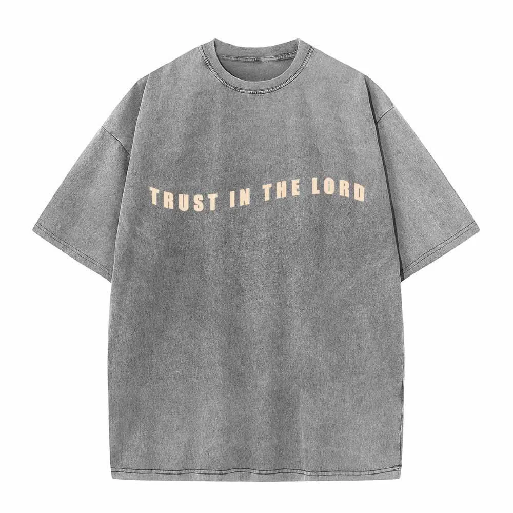 Christianartworkshop Trust In The Lord Straight Front Arch Back Proverbs 3:5-6 Dual-Sided Washed T-Shirt sold by Christian Art Workshop product image thumbnail 3