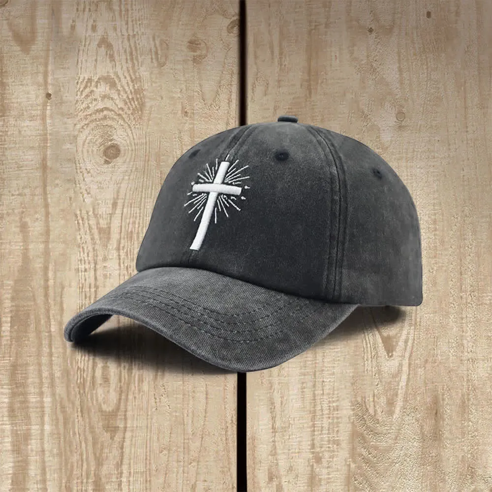 Christianartworkshop Radiant Burst Cross Symbol Embroidered Classic Casual Hat sold by Christian Art Workshop product image thumbnail 4