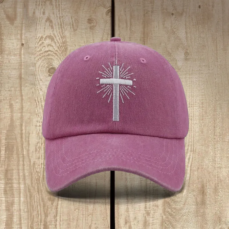 Christianartworkshop Radiant Burst Cross Symbol Embroidered Classic Casual Hat made by Christian Art Workshop