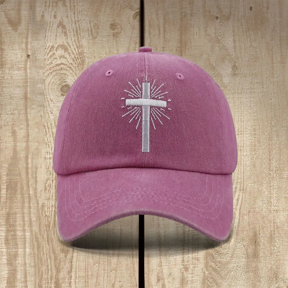 Christianartworkshop Radiant Burst Cross Symbol Embroidered Classic Casual Hat sold by Christian Art Workshop