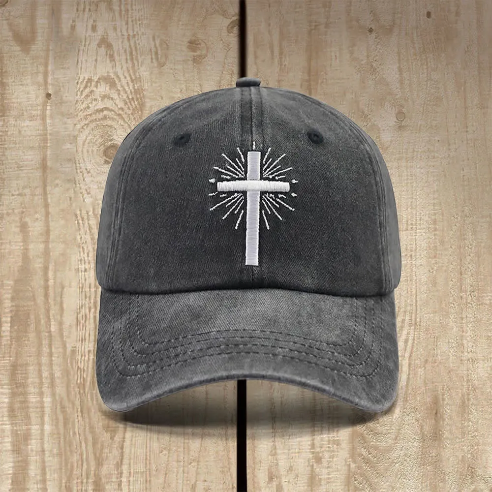 Christianartworkshop Radiant Burst Cross Symbol Embroidered Classic Casual Hat sold by Christian Art Workshop product image thumbnail 2