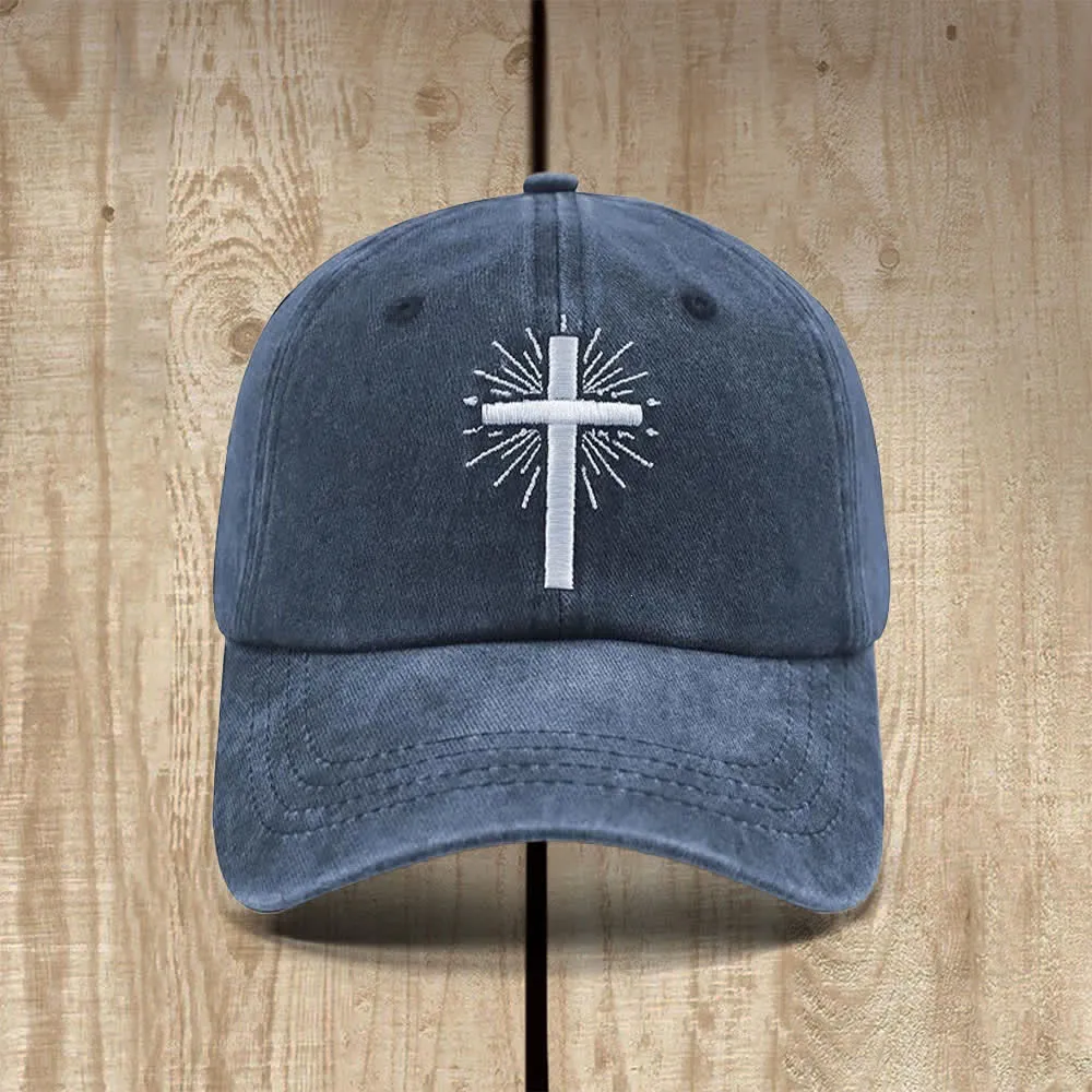 Christianartworkshop Radiant Burst Cross Symbol Embroidered Classic Casual Hat sold by Christian Art Workshop product image thumbnail 3