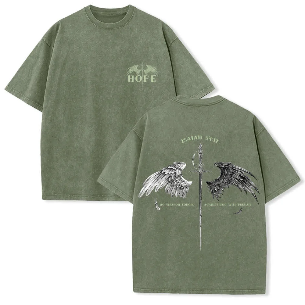 Christianartworkshop Isaiah 54:17 Wings Of Hope Washed T-Shirt sold by Christian Art Workshop product image thumbnail 4