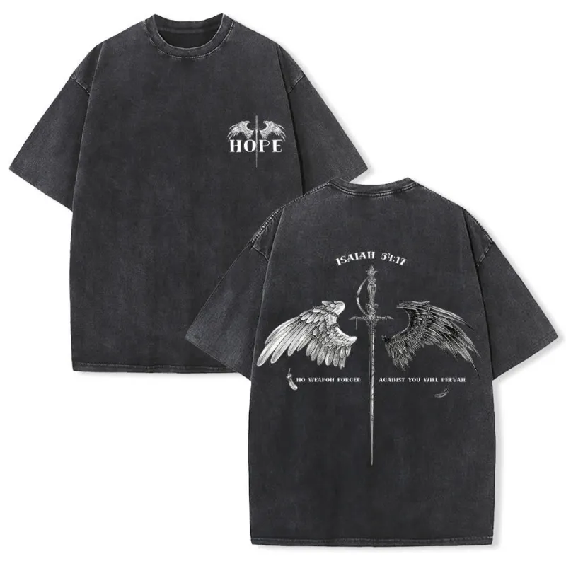 Christianartworkshop Isaiah 54:17 Wings Of Hope Washed T-Shirt made by Christian Art Workshop