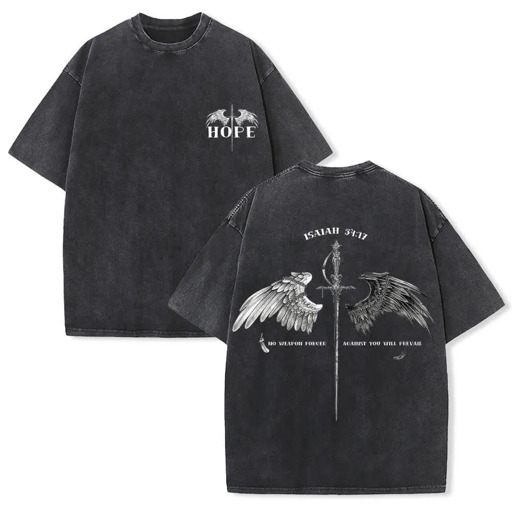 Christianartworkshop Isaiah 54:17 Wings Of Hope Washed T-Shirt sold by Christian Art Workshop