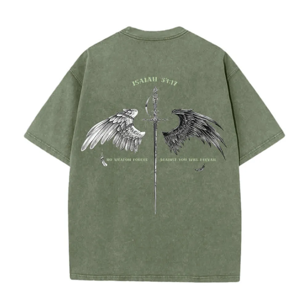Christianartworkshop Isaiah 54:17 Wings Of Hope Washed T-Shirt sold by Christian Art Workshop product image thumbnail 5