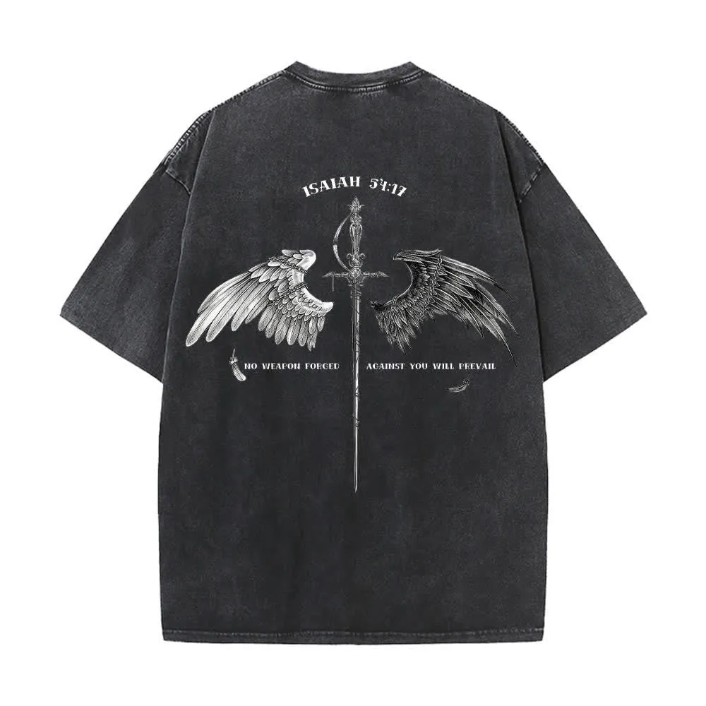 Christianartworkshop Isaiah 54:17 Wings Of Hope Washed T-Shirt sold by Christian Art Workshop product image thumbnail 2