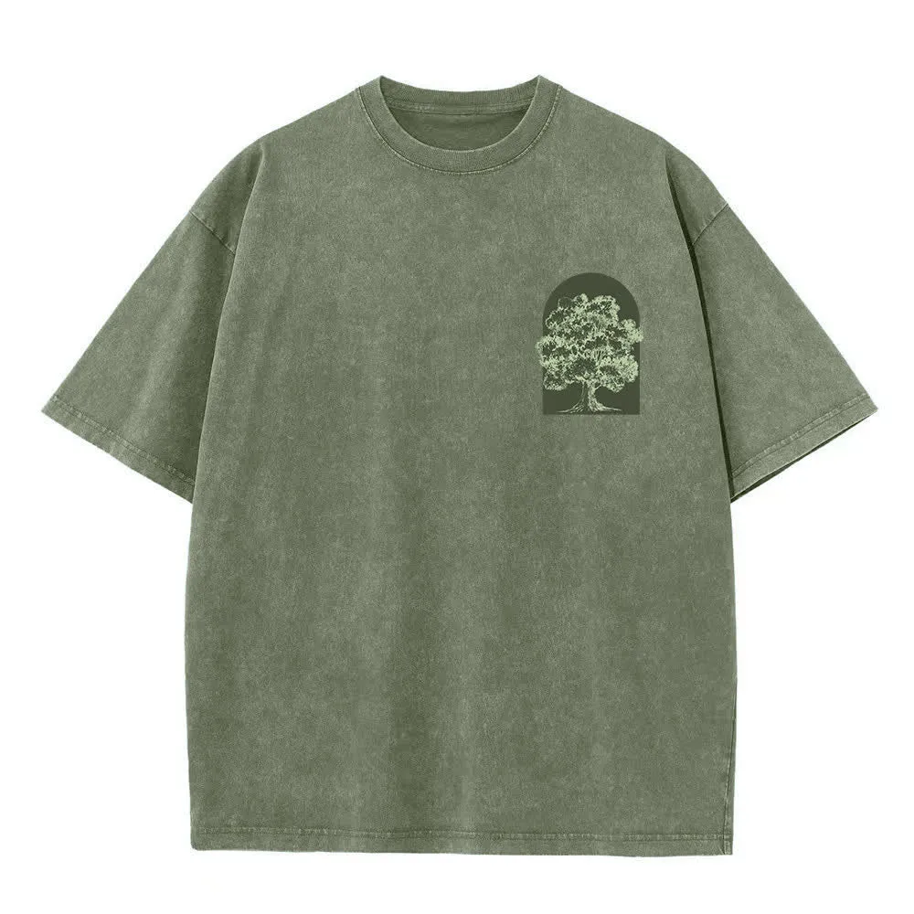 Christianartworkshop Living Proof Tree Oversized Washed T-Shirt sold by Christian Art Workshop product image thumbnail 3