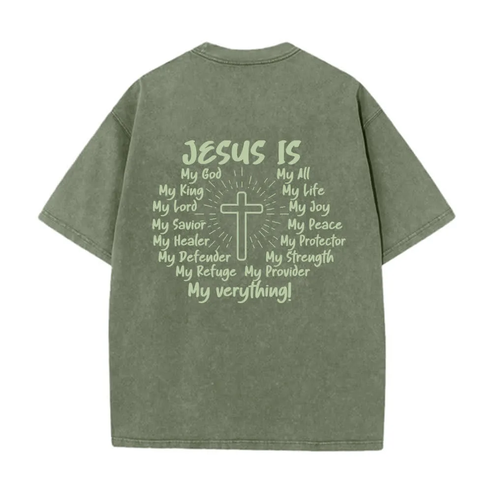 Christianartworkshop Jesus Is Cross Back Print Oversized Washed T-Shirt sold by Christian Art Workshop product image thumbnail 5