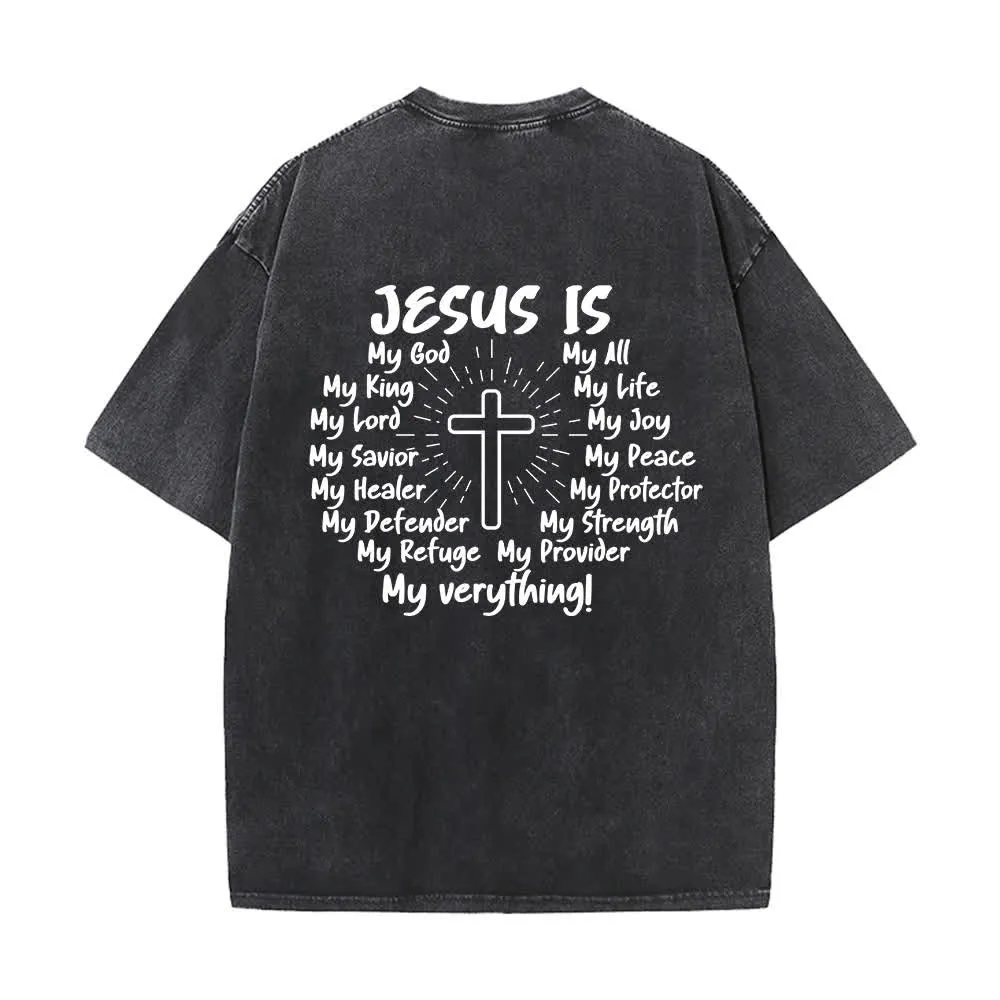 Christianartworkshop Jesus Is Cross Back Print Oversized Washed T-Shirt sold by Christian Art Workshop product image thumbnail 2