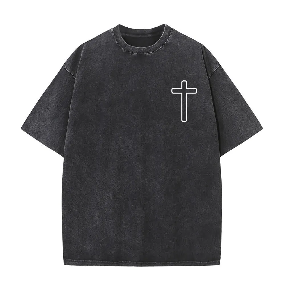 Christianartworkshop Jesus Is Cross Back Print Oversized Washed T-Shirt sold by Christian Art Workshop product image thumbnail 3