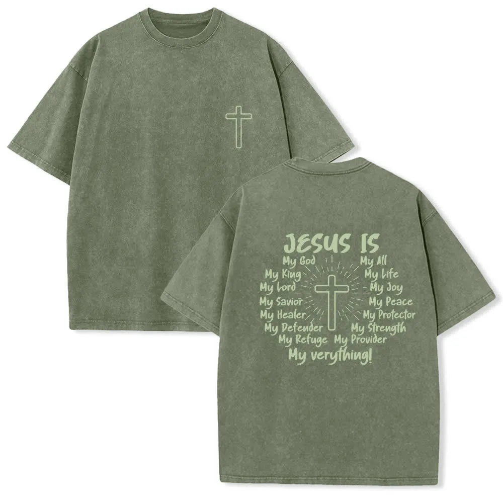 Christianartworkshop Jesus Is Cross Back Print Oversized Washed T-Shirt sold by Christian Art Workshop product image thumbnail 4