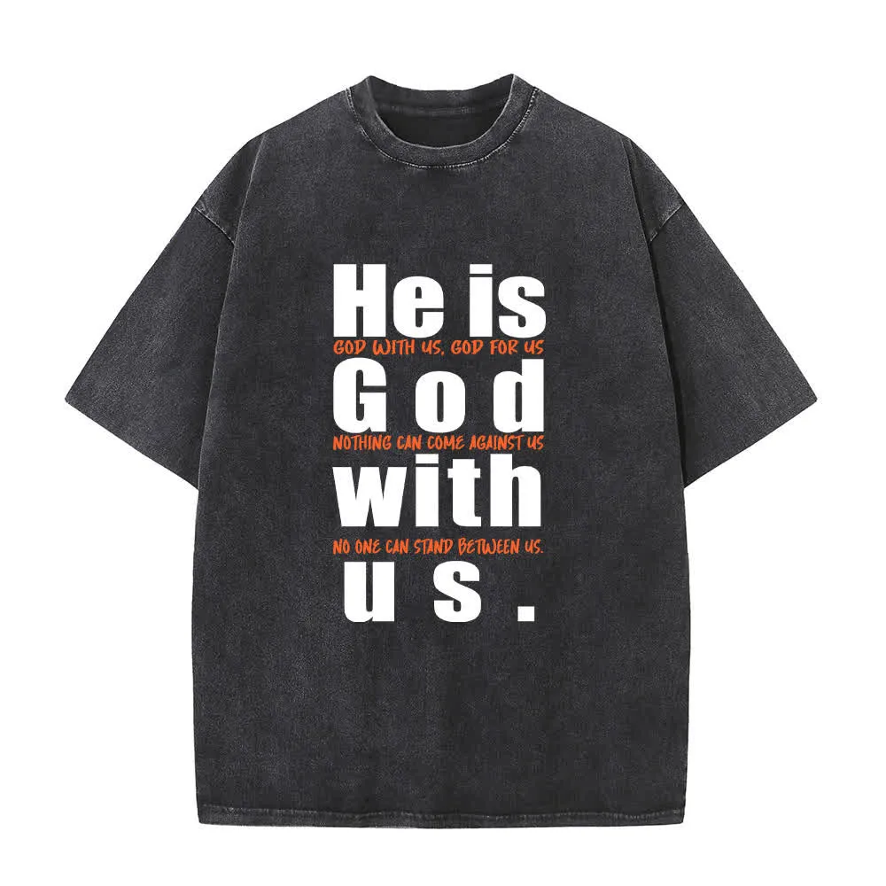 Christianartworkshop He Is God With Us Vintage Green Washed T-Shirt sold by Christian Art Workshop product image thumbnail 4