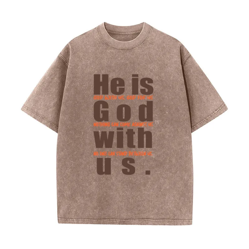 Christianartworkshop He Is God With Us Vintage Green Washed T-Shirt made by Christian Art Workshop