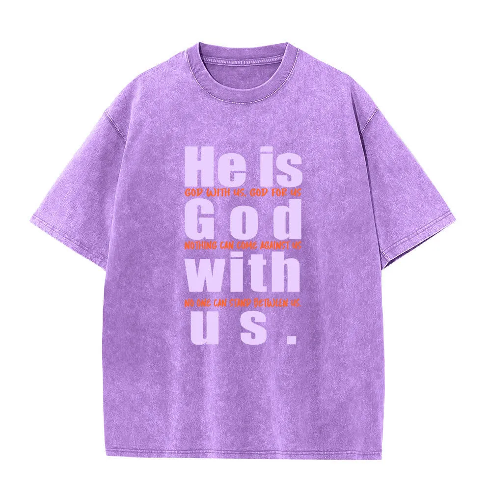 Christianartworkshop He Is God With Us Vintage Green Washed T-Shirt sold by Christian Art Workshop product image thumbnail 5