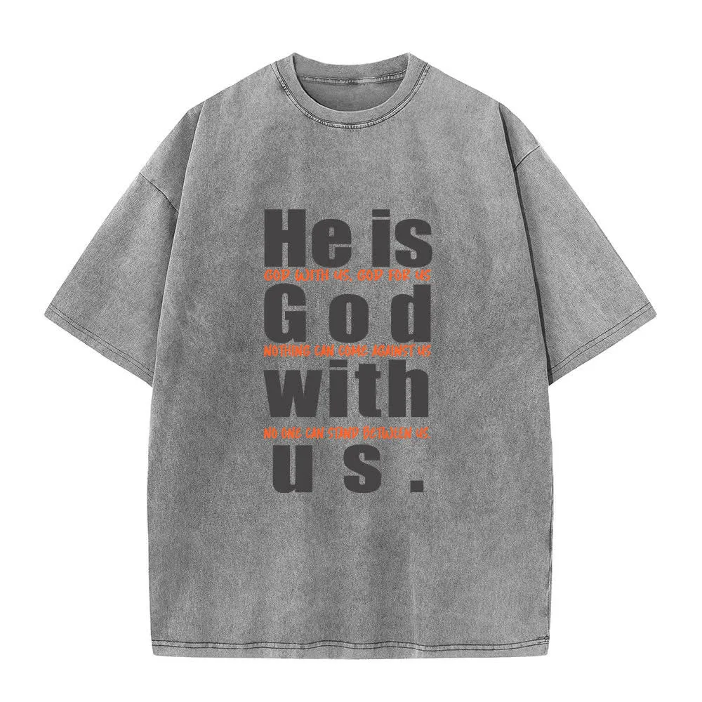 Christianartworkshop He Is God With Us Vintage Green Washed T-Shirt sold by Christian Art Workshop product image thumbnail 3