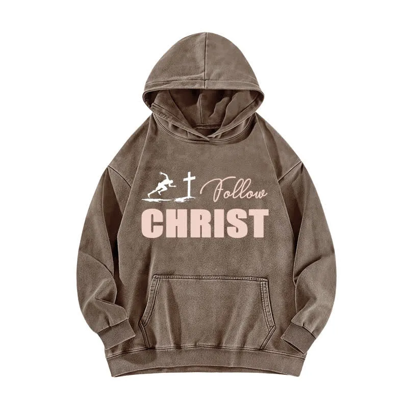 Christianartworkshop Follow Christ Cross Graphic Oversized Washed Hoodie sold by Christian Art Workshop product image thumbnail 4