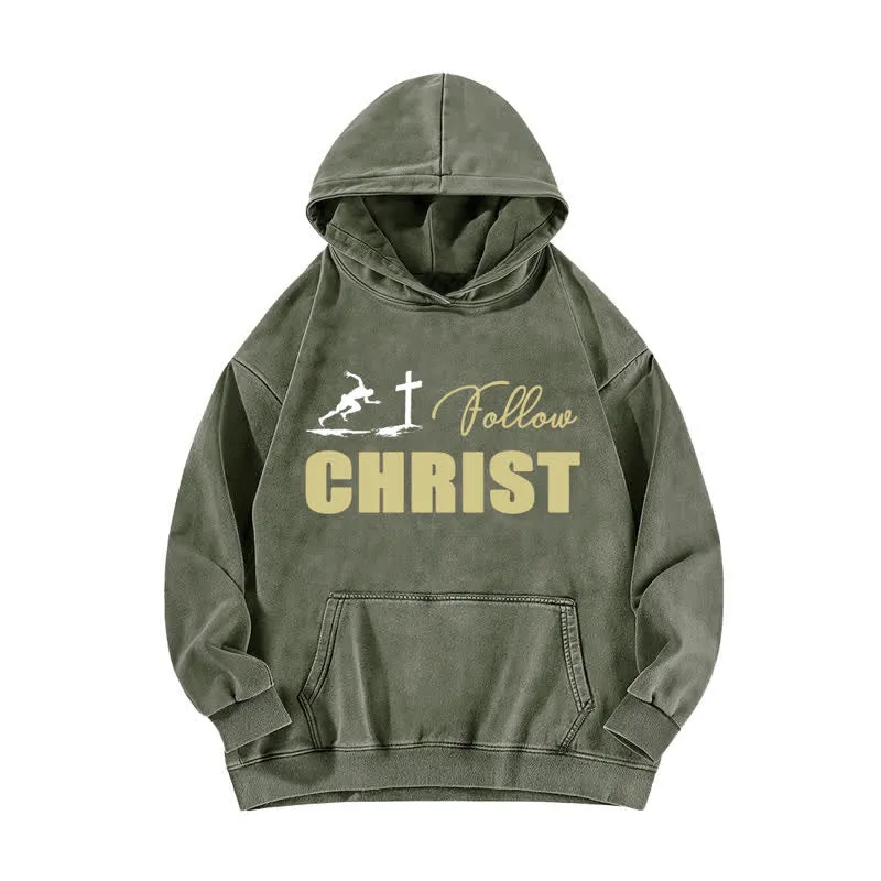 Christianartworkshop Follow Christ Cross Graphic Oversized Washed Hoodie sold by Christian Art Workshop product image thumbnail 5