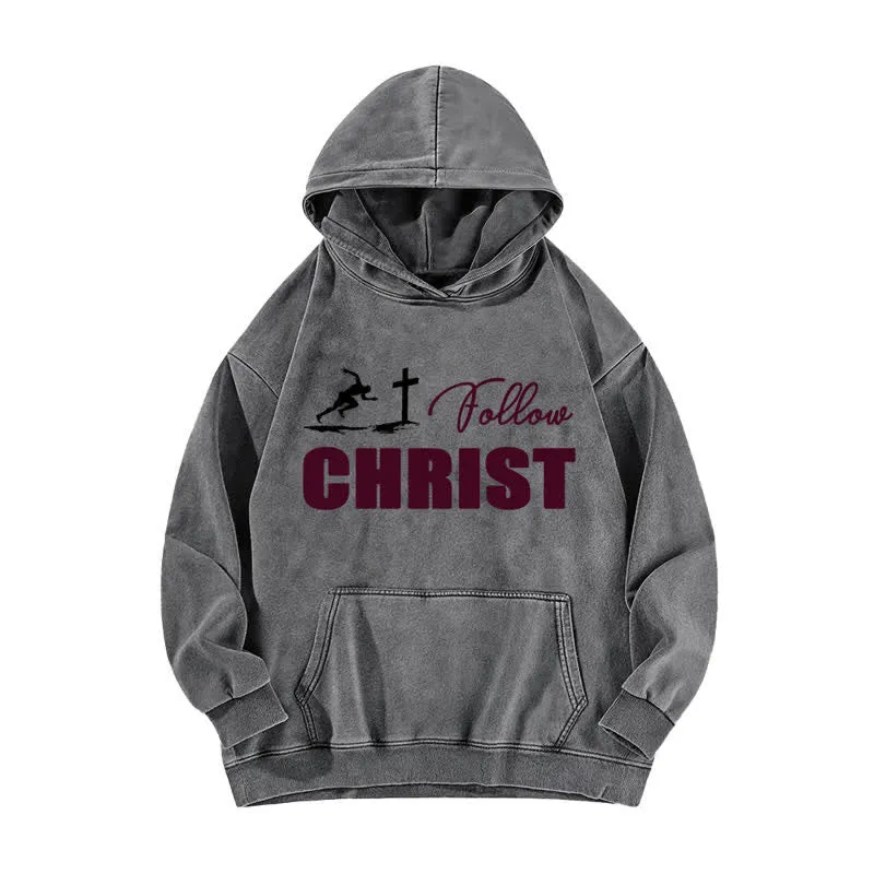 Christianartworkshop Follow Christ Cross Graphic Oversized Washed Hoodie sold by Christian Art Workshop product image thumbnail 3