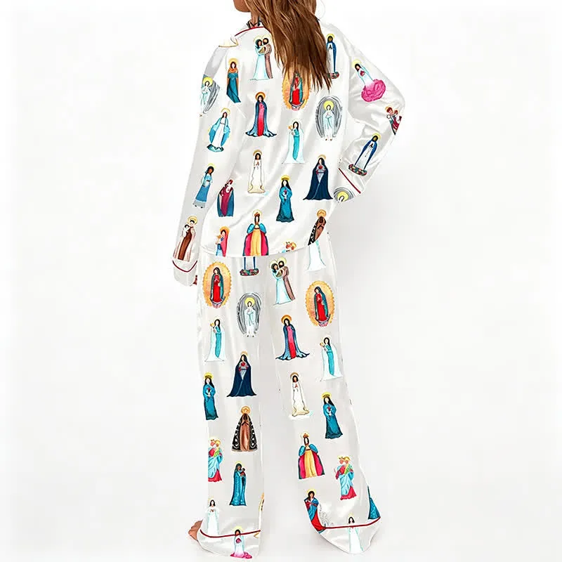 Christianartworkshop All Saints & Our Lady Long Sleeve Pajama Set: Rest in the Company of Heaven sold by Christian Art Workshop product image thumbnail 5