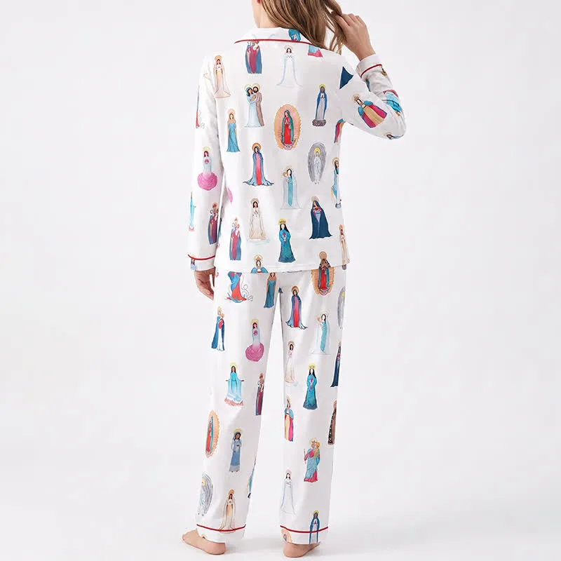 Christianartworkshop All Saints & Our Lady Long Sleeve Pajama Set: Rest in the Company of Heaven sold by Christian Art Workshop product image thumbnail 4