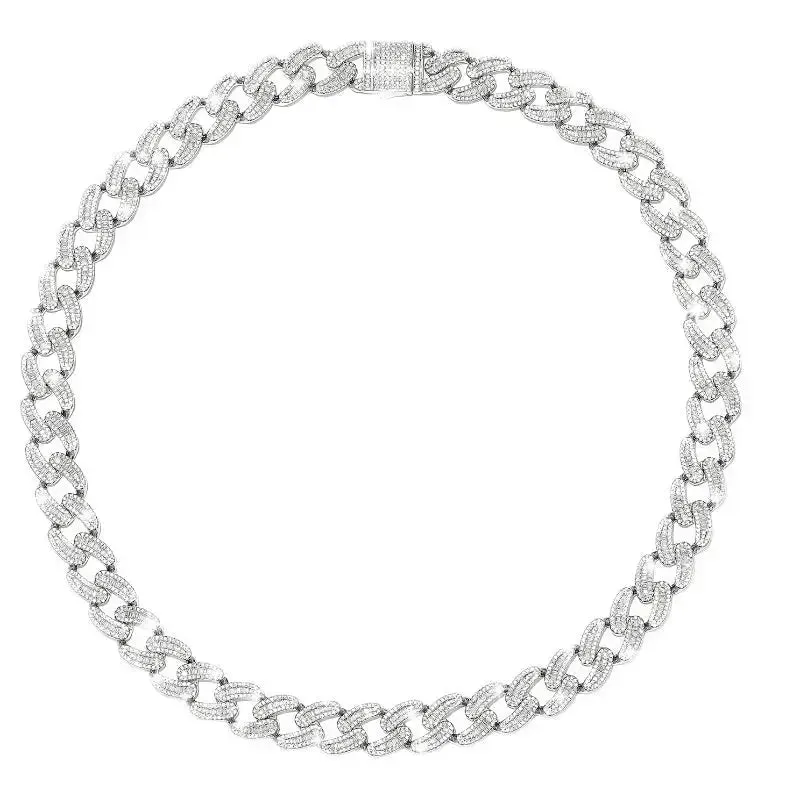 15mm Iced Out Cuban Link Chain in White Gold sold by DVVX product image thumbnail 5