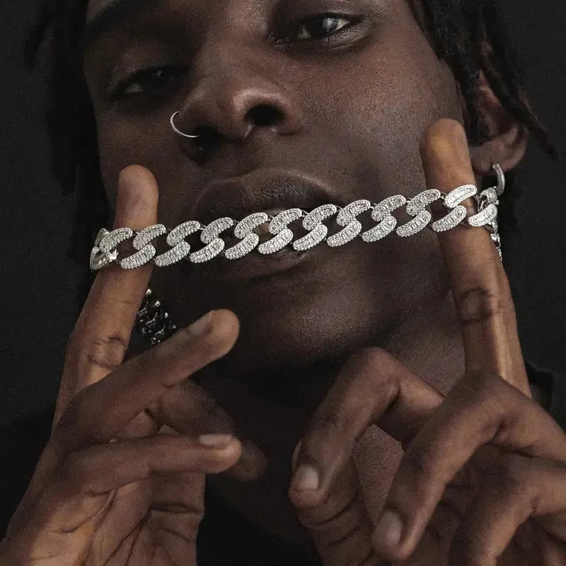 15mm Iced Out Cuban Link Chain in White Gold sold by DVVX product image thumbnail 3