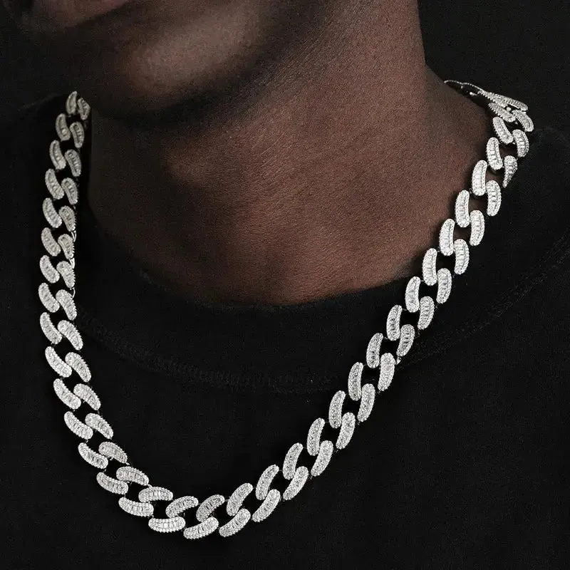 15mm Iced Out Cuban Link Chain in White Gold sold by DVVX product image thumbnail 4