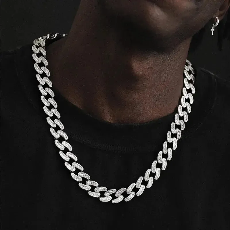 15mm Iced Out Cuban Link Chain in White Gold sold by DVVX