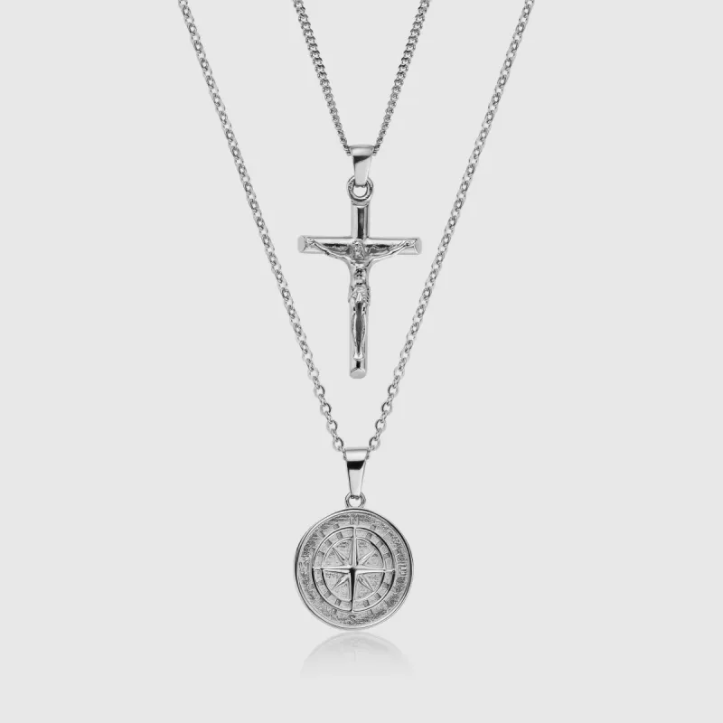 Compass x Crucifix Set (Silver) sold by DVVX