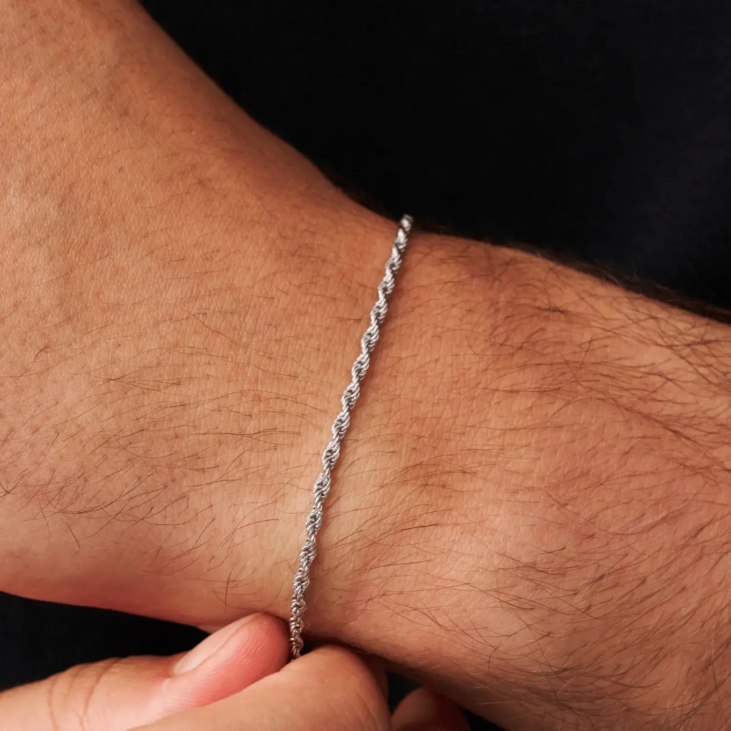 2mm Silver Rope Bracelet sold by DVVX product image thumbnail 4