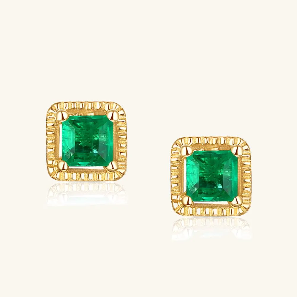Charismatic Gold Emerald Stud Earrings sold by Jescojes product image thumbnail 3