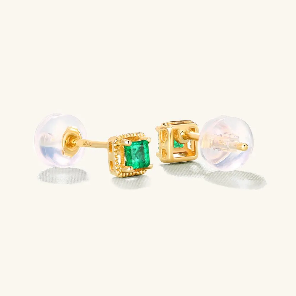 Charismatic Gold Emerald Stud Earrings sold by Jescojes product image thumbnail 4