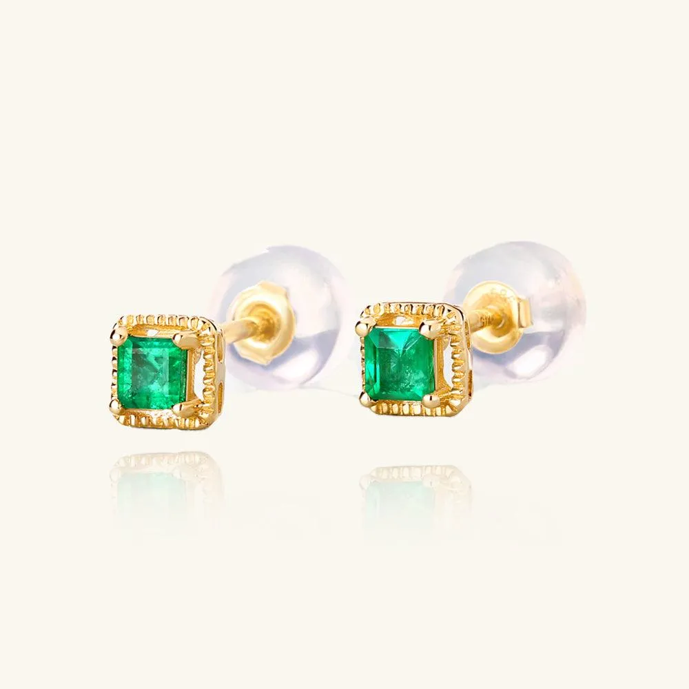 Charismatic Gold Emerald Stud Earrings sold by Jescojes