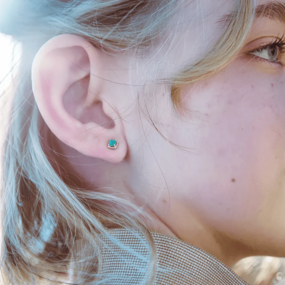 Charismatic Gold Emerald Stud Earrings sold by Jescojes product image thumbnail 2