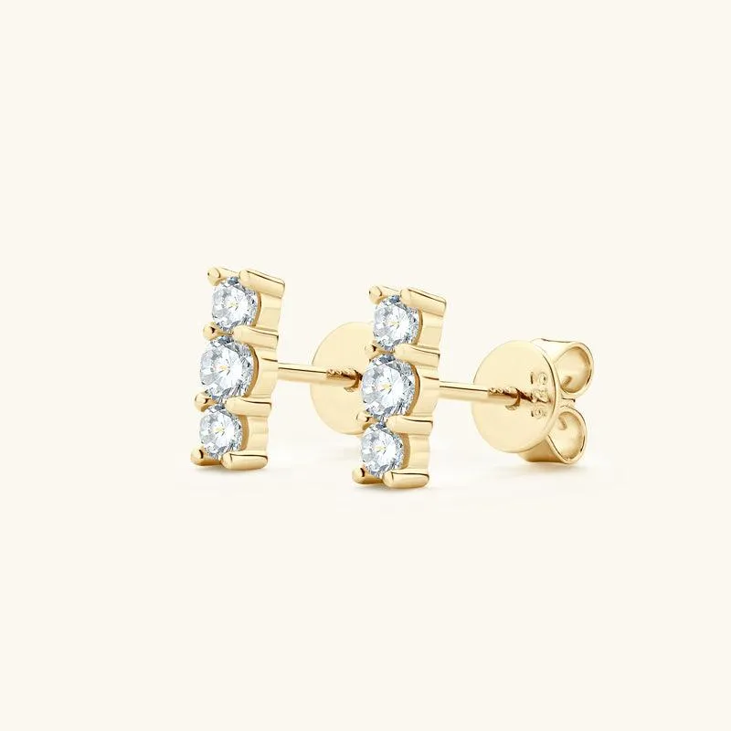 Triple Bar Premium Moissanite Stud Earrings sold by Jescojes