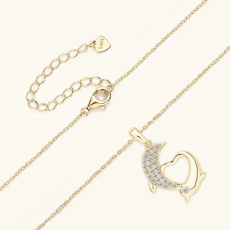 Gold Dolphin Premium Moissanite Pendant Necklace sold by Jescojes product image thumbnail 4