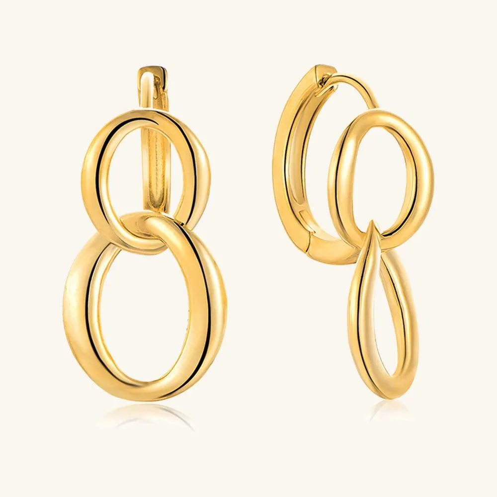 Golden Double Hoop Drop Earrings sold by Jescojes